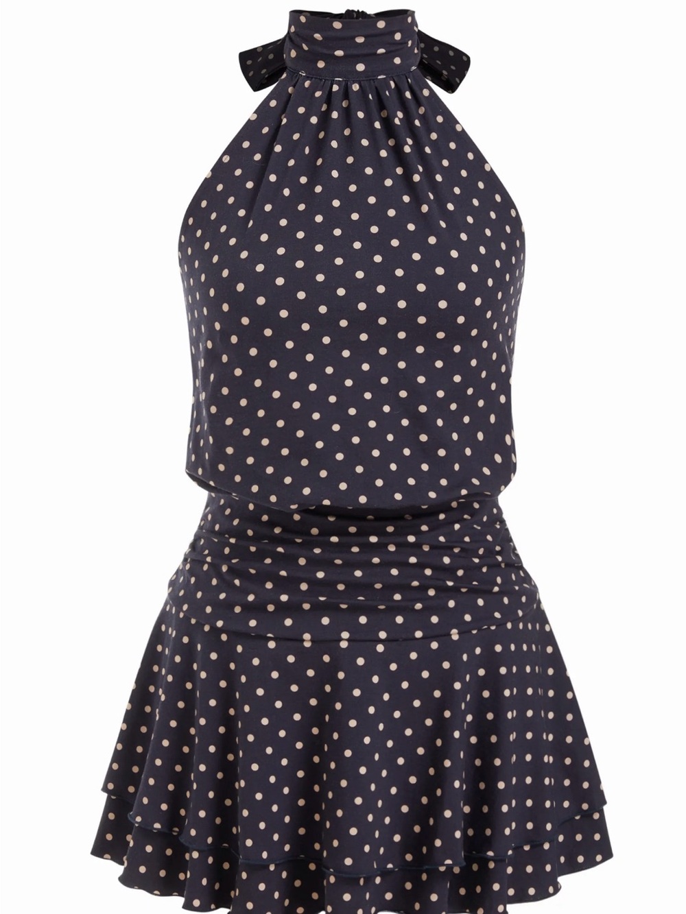 Cider Navy and Cream Polka Halter Skater Dress